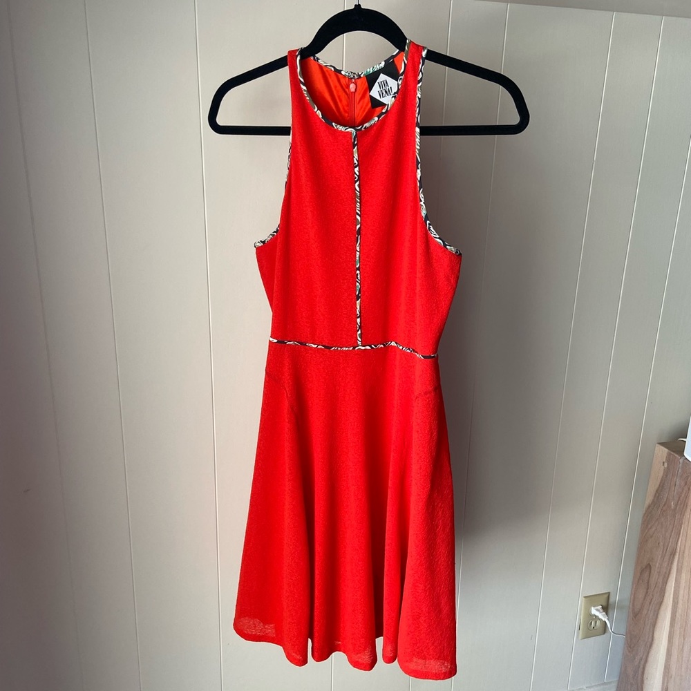 Red halter dress